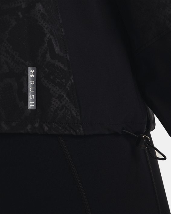 Damen UA RUSH™ Oberteil aus Webstoff mit durchgehendem Zip und Aufdruck, Black, pdpMainDesktop image number 5